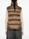 Gilet imbottito marrone con perline