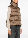 Gilet imbottito marrone con perline