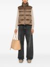 Gilet imbottito marrone con perline