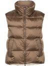 Gilet imbottito marrone con perline