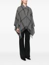 Plaid wool poncho