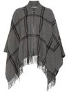 Plaid wool poncho