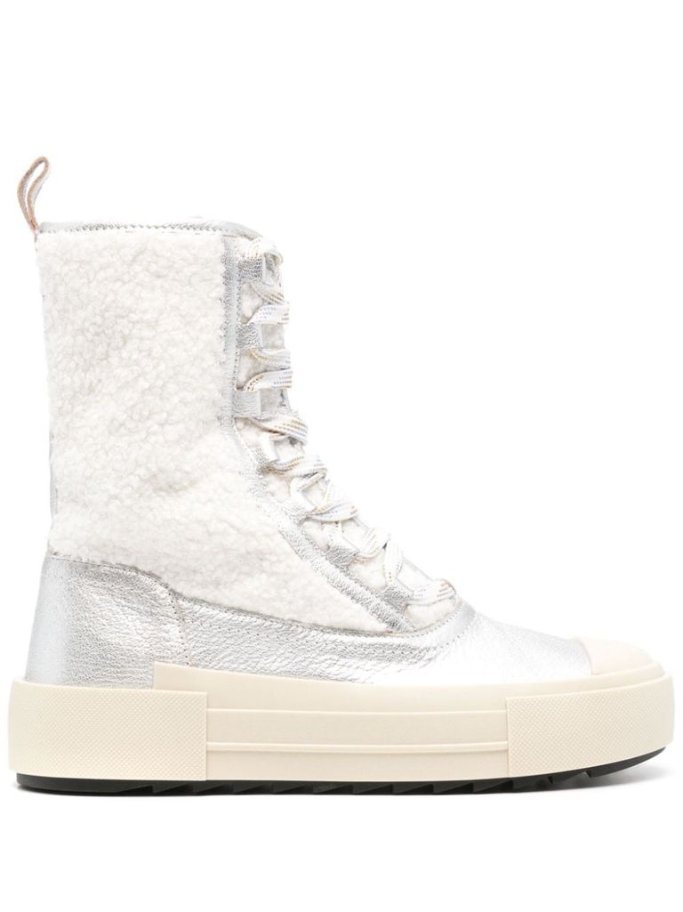 Shop Philippe Model Leather New Hybrid High Sneakers With Fur In White