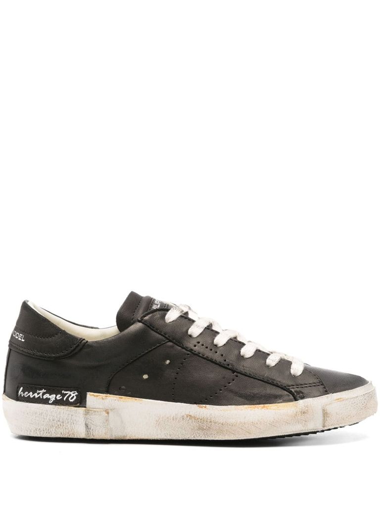 Shop Philippe Model Leather Prsx Sneakers In Black