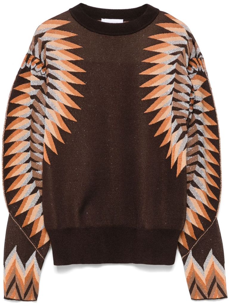 Shop Rabanne Lurex Jacquard Effect Sweater In Multicolour