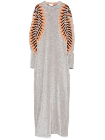 RABANNE - Lurex long dress with jacquard effect