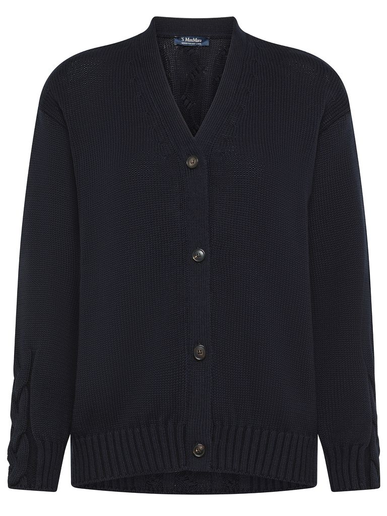 Shop 's Max Mara Ribbed Cotton Lukas Cardigan In Blue