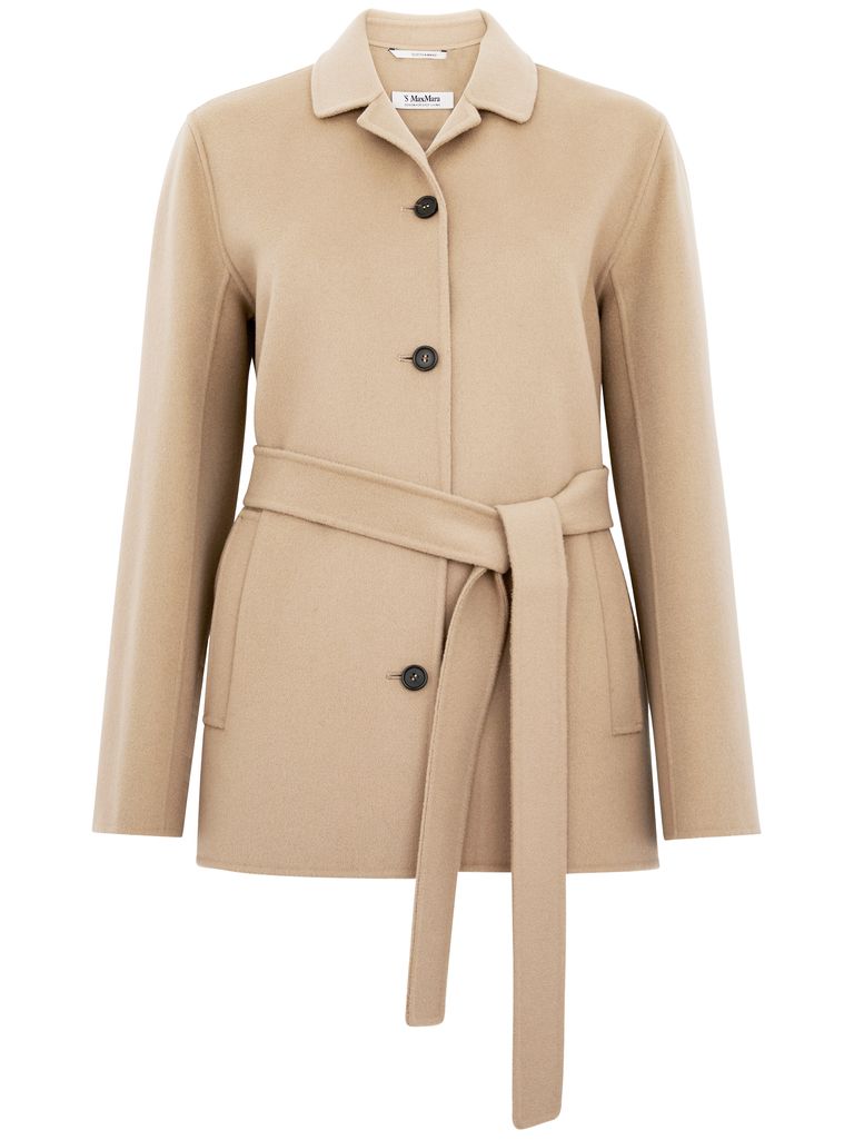 Shop 's Max Mara Wool Short Fiabe Coat With Belt In Brown