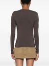 Fitted brown cotton T-shirt