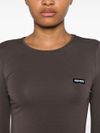 Fitted brown cotton T-shirt