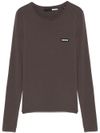 Fitted brown cotton T-shirt