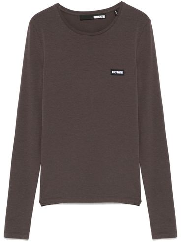 ROTATE - Fitted brown cotton T-shirt