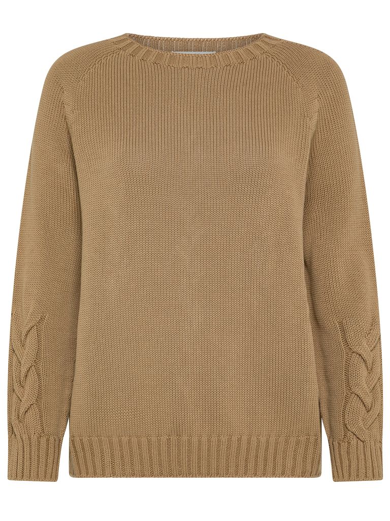 Shop 's Max Mara Harald Cotton Sweater With Woven Detail In Beige