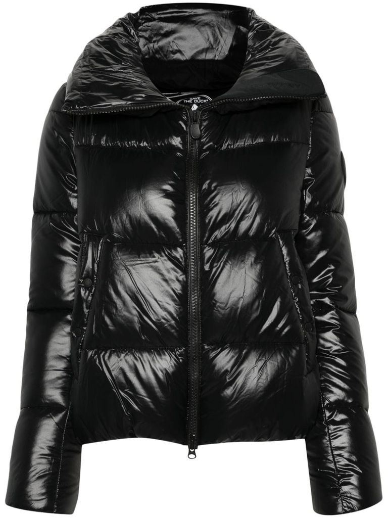 Shop Save The Duck Short Isla Puffer Jacket In Black