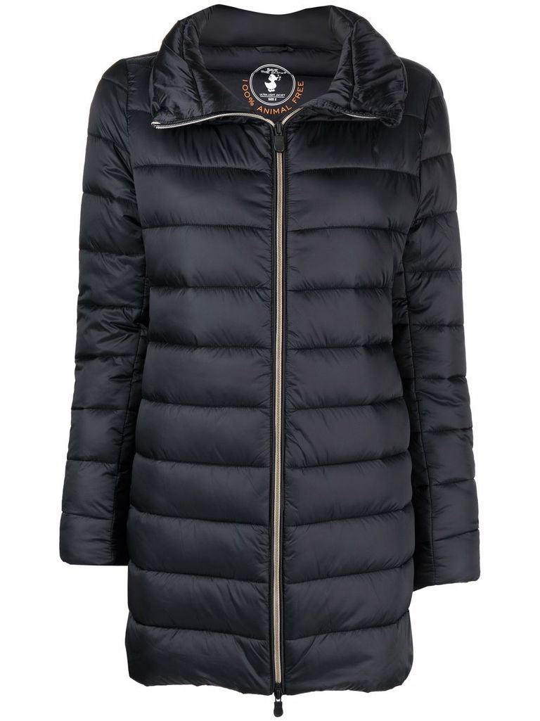 Shop Save The Duck Long Lydia Quilted Puffer Jacket. In Black