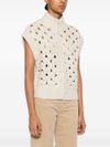 Perforated cashmere vest