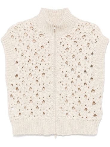 Perforated cashmere vest