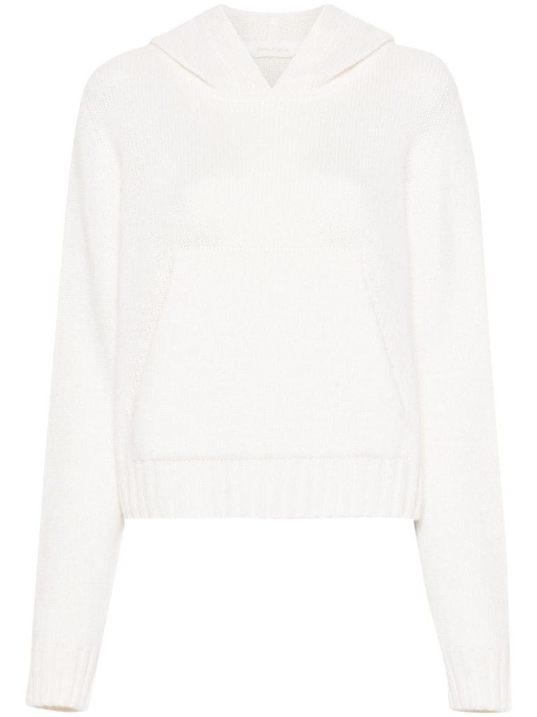 Shop Palm Angels Wool Hoodie Sweater In White