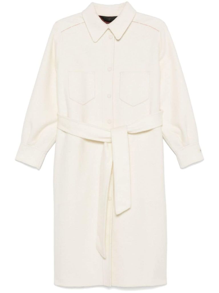 Shop Paltò Patricia Midi White Wool Coat