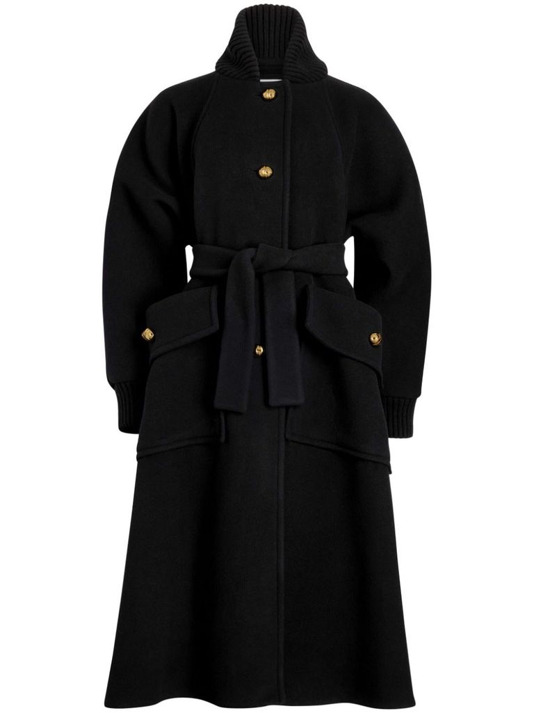 【関税込】Patou パトゥ Cappotto lungo in lana riciclata Cappotto lungo in lana riciclata con cintura