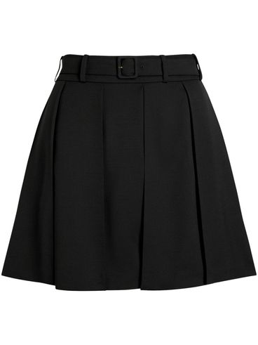 Pleated wool mini skirt