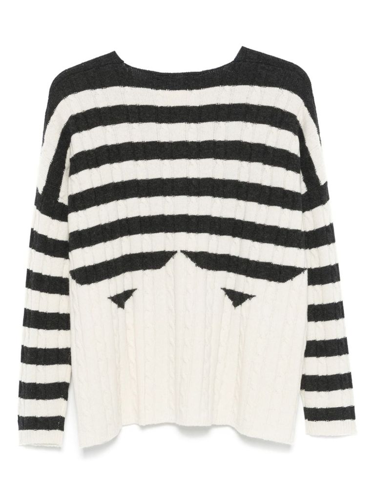 Shop Semi-couture Wool Martina Striped Sweater In White