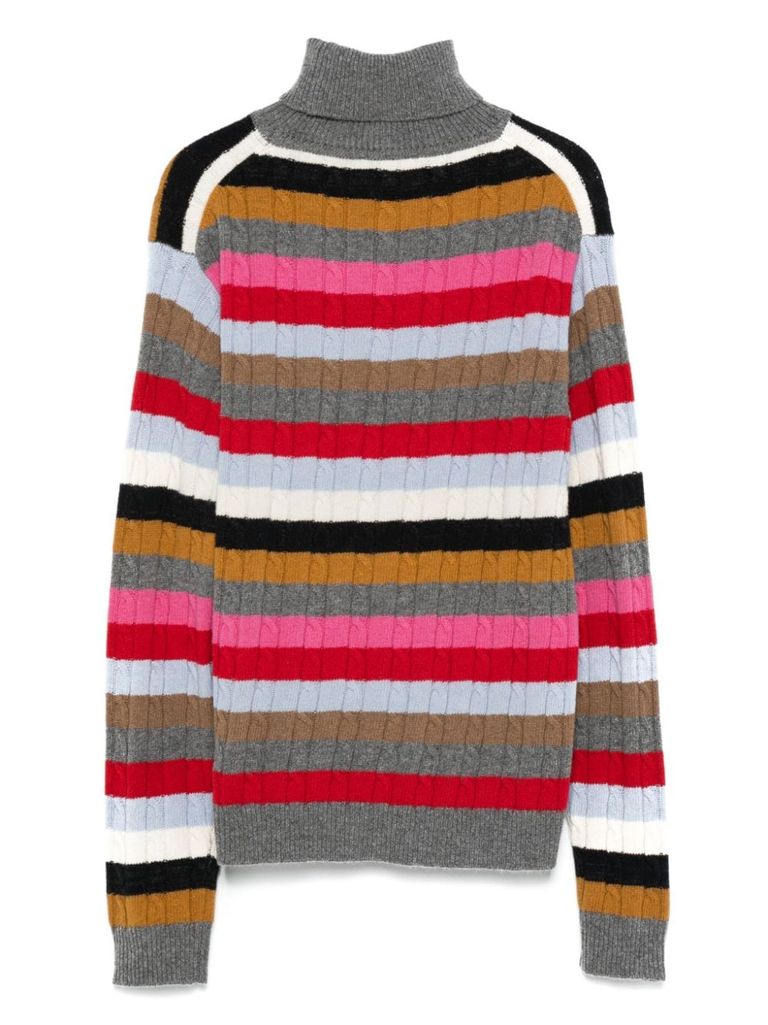 Shop Semi-couture Marilena Striped Wool Sweater In Multicolour