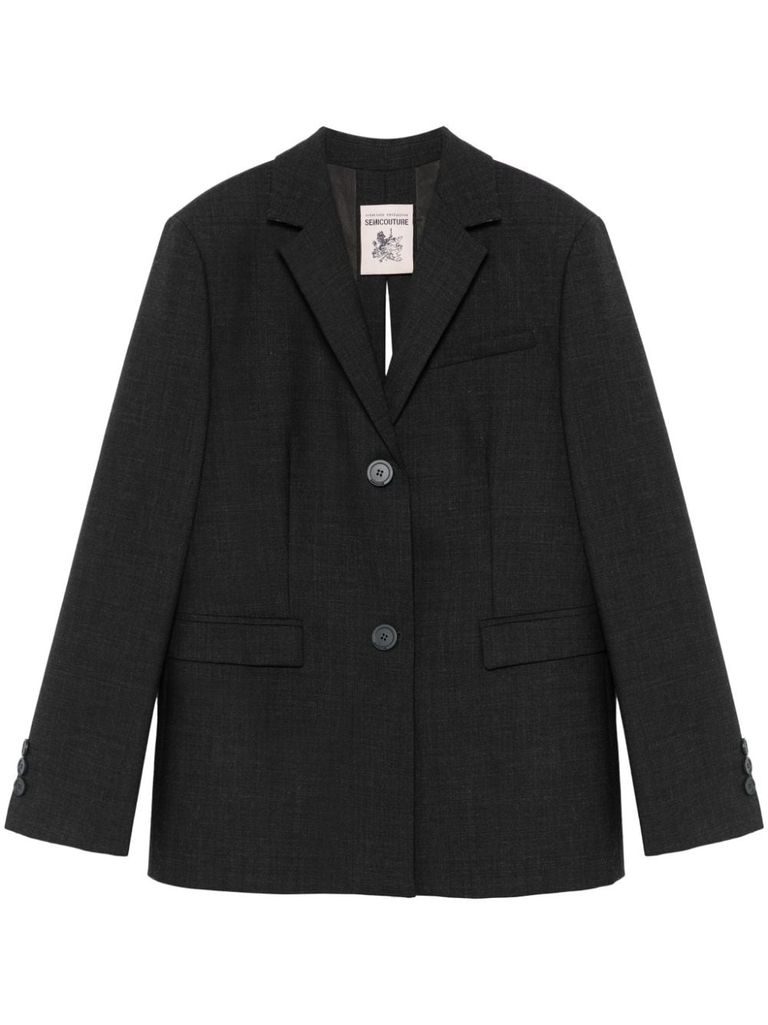 Shop Semi-couture Luisa Wool Blazer In Grey