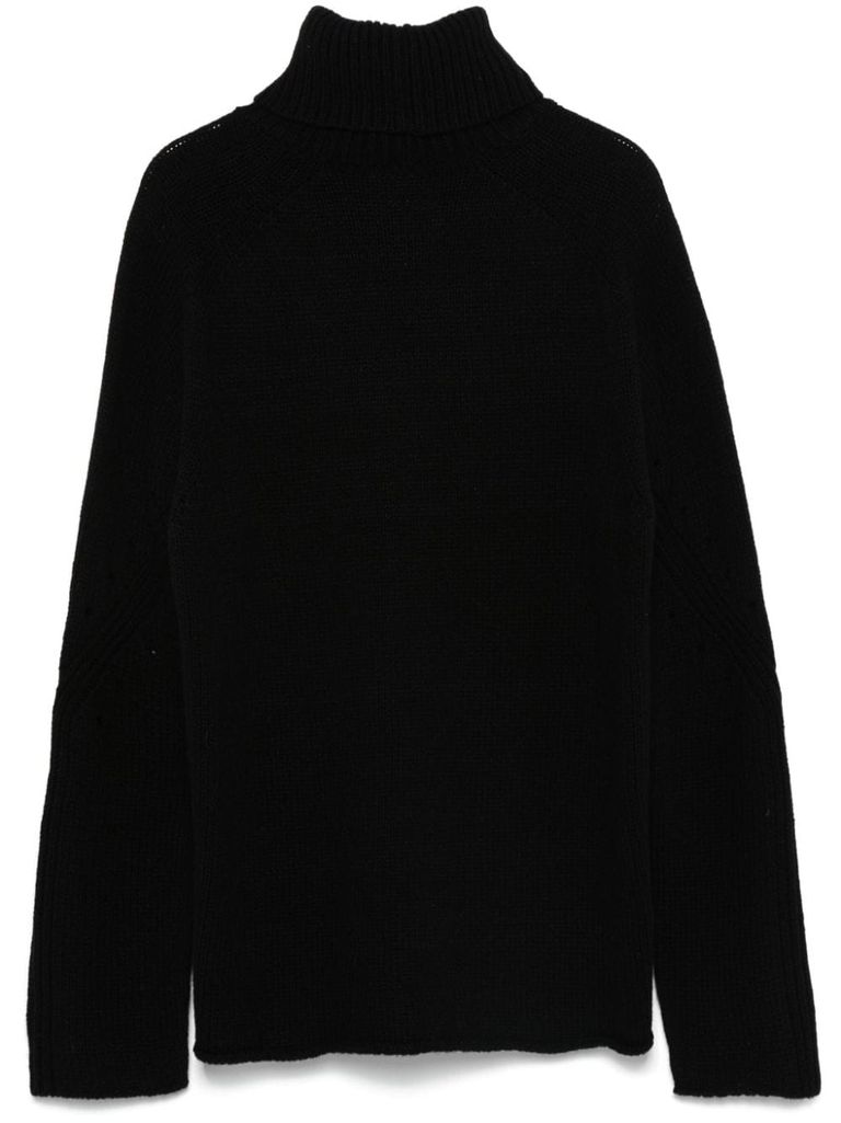 Shop Semi-couture Loana High-neck Cashmere Sweater In Black