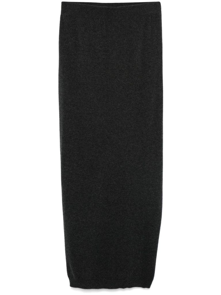 Shop Semi-couture Honey Long Wool And Cashmere Skirt In Grey