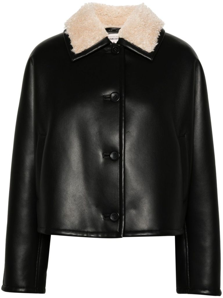 Shop Semi-couture Selene Faux Leather Jacket In Black