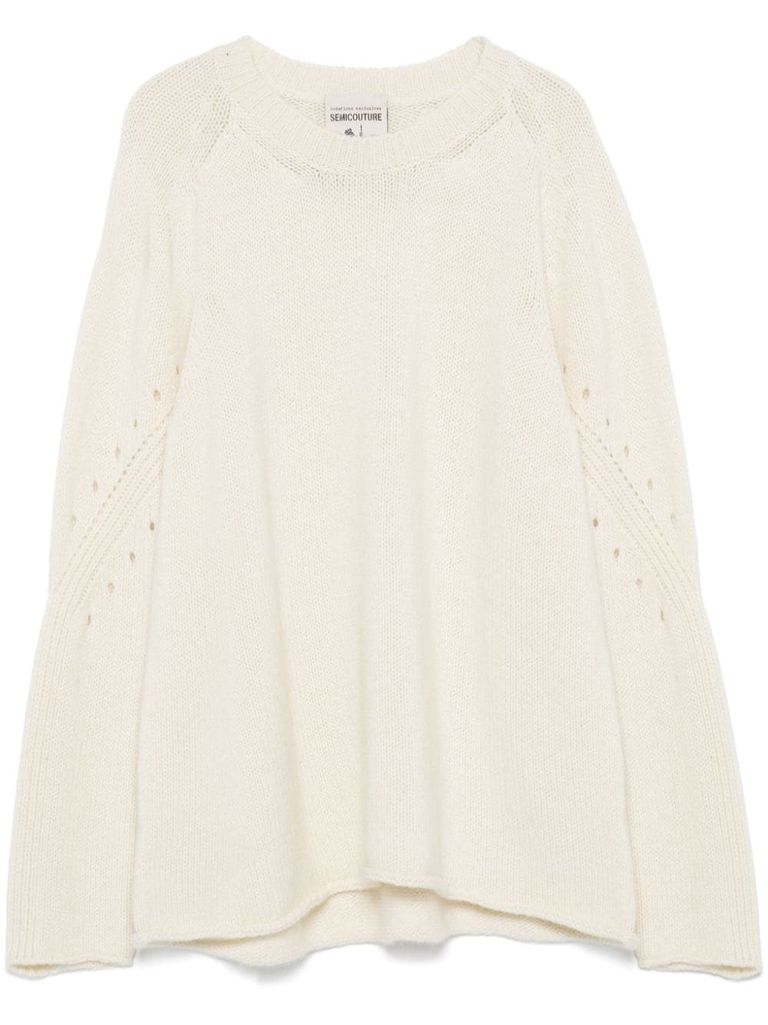 Shop Semi-couture Greta Cashmere Top In Beige