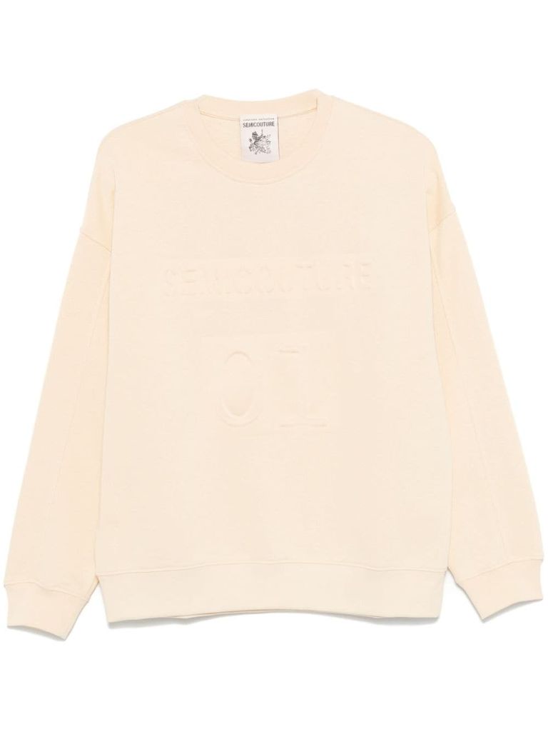 Shop Semi-couture Rhianna Cotton Sweatshirt In White