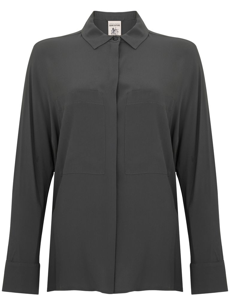 Shop Semi-couture Tiffany Silk Shirt In Grey