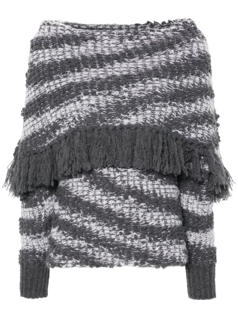 Shop Stella Mccartney Wool Sweater With Fringes In White