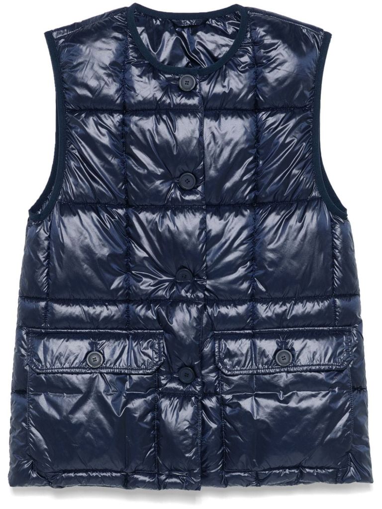 Shop Semi-couture Elodie Quilted Gilet In Blue