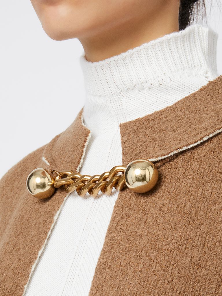【stella-mccartney】Mantella in lana vergine e cashmere Mantella in lana con catena
