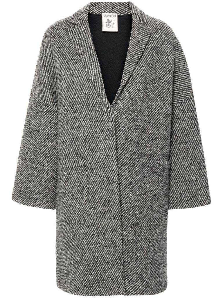 Shop Semi-couture Sigmund Midi Wool Coat In Grey