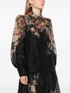 Pavilion  linen and silk blouse with floral print