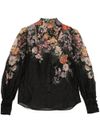 Pavilion  linen and silk blouse with floral print