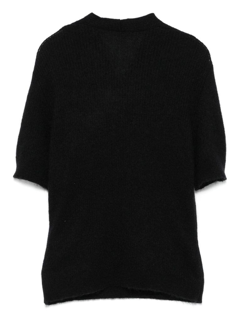 Shop Balmain Wool Top With Buttons In Black