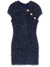 Short bouclé dress with buttons