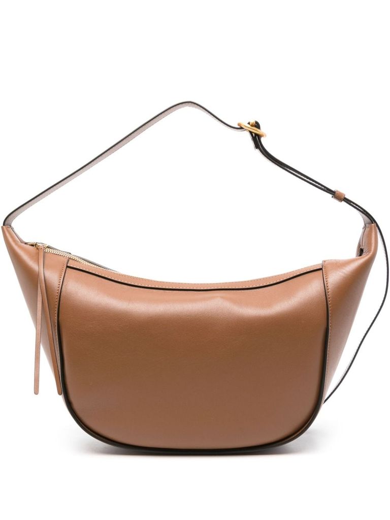 Shop Wandler Maggie Leather Shoulder Bag In Beige