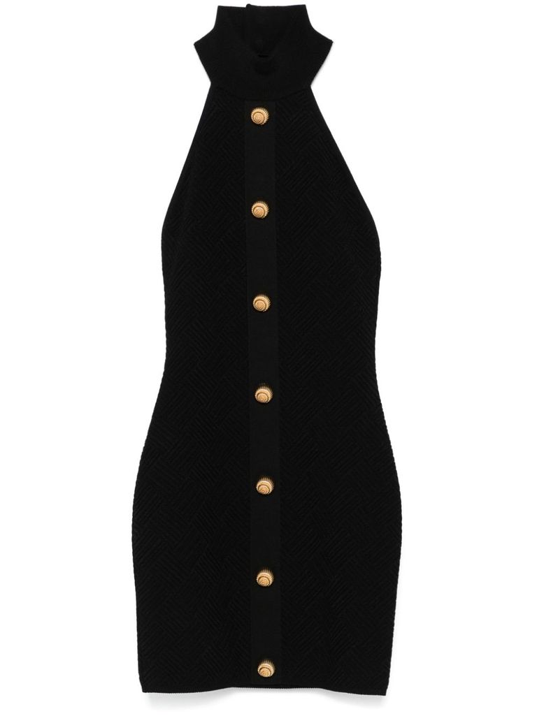 Shop Balmain Short Dress With Buttons In Black