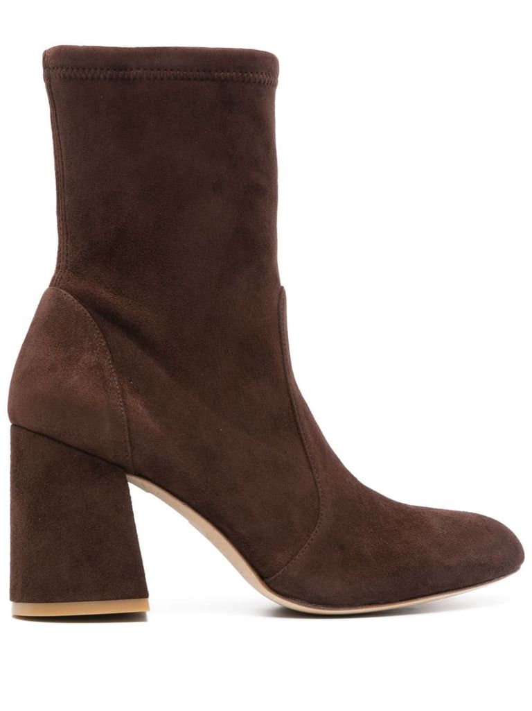 STUART WEITZMAN FLAREBLOCK BOOTS IN SUEDE. 