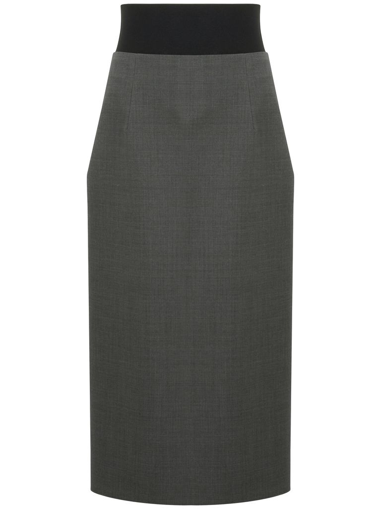 Shop Sportmax Wool Anny Midi Skirt In Grey