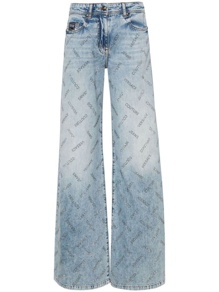 Shop Versace Jeans Couture Straight-leg Jeans With Logo. In Blue