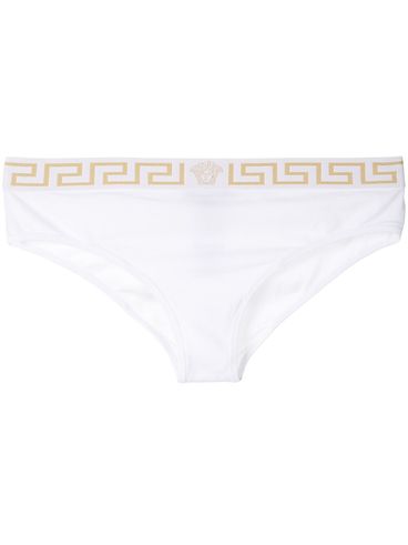 VERSACE - Cotton briefs with Greek pattern