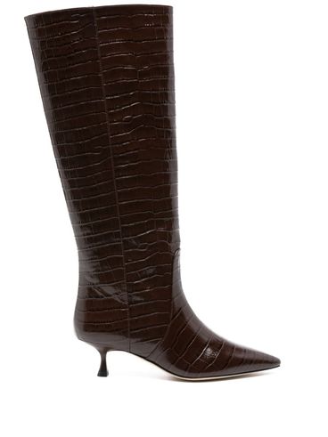 Naomi high boots in crocodile-effect leather