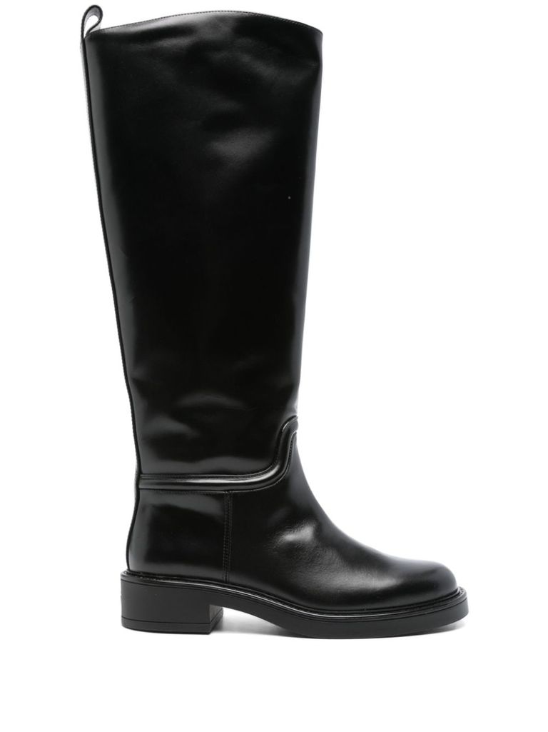 Shop Stuart Weitzman Celia High Boots In Calf Leather In Black